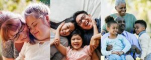 Families and caregivers sharing warm moments with children and loved ones with disabilities.