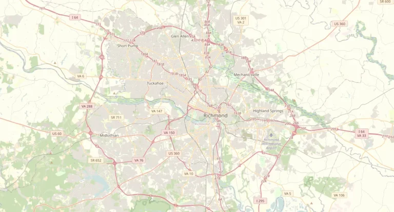 Map of greater Richmond, VA area