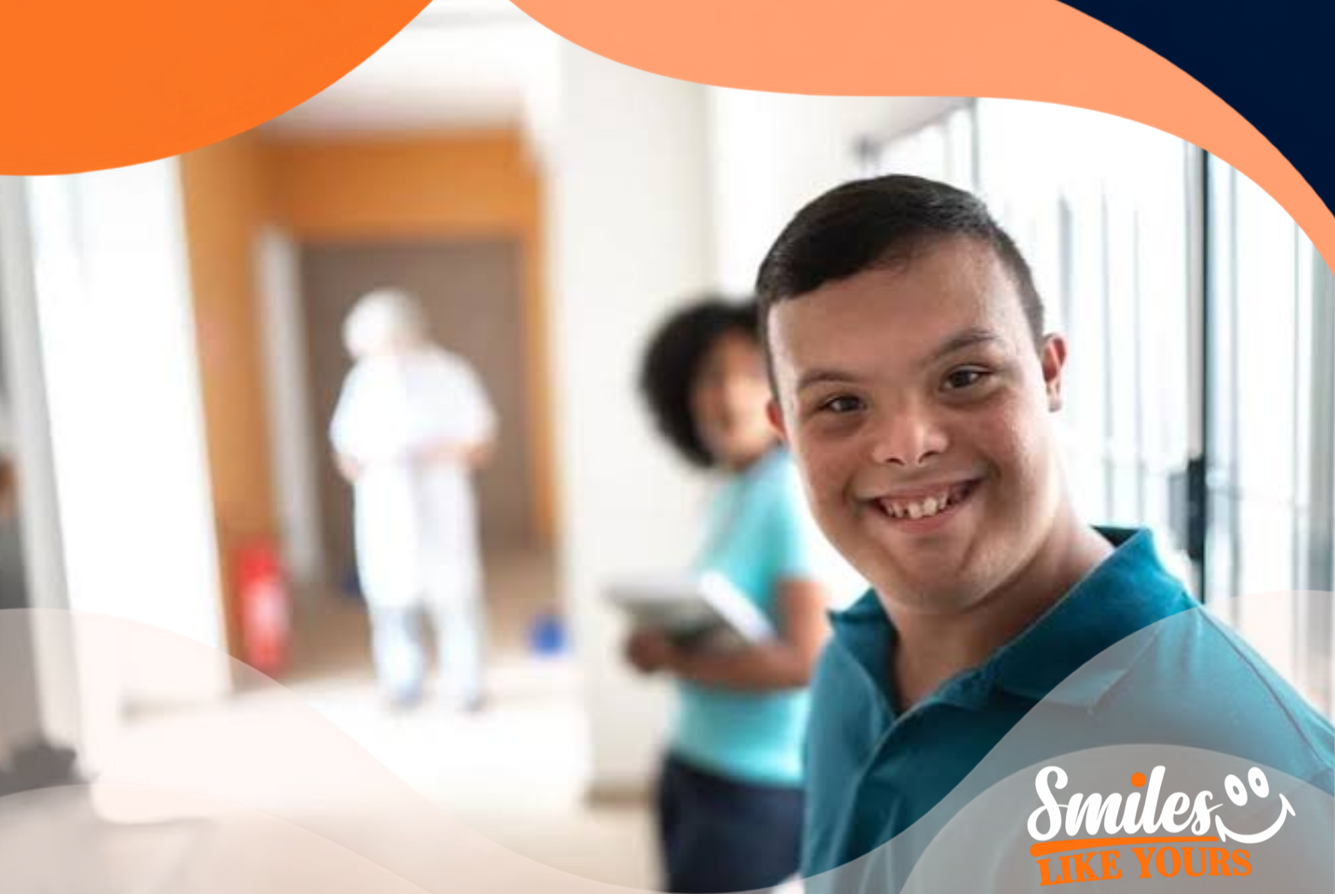 Smiling young adult participating in an indoor day support activity