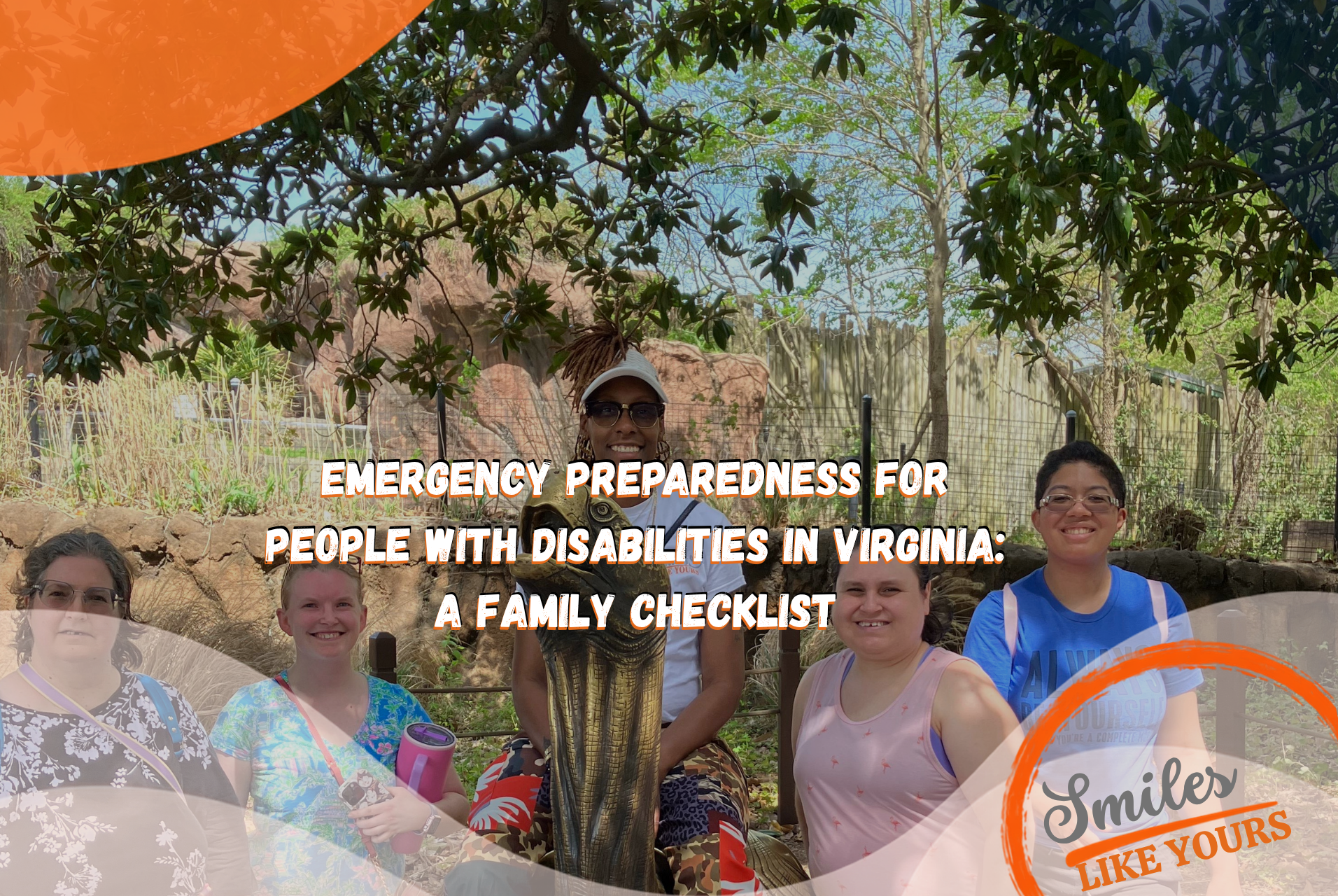 Smiles Like Yours participants and staff enjoying a supported community outing in Virginia.